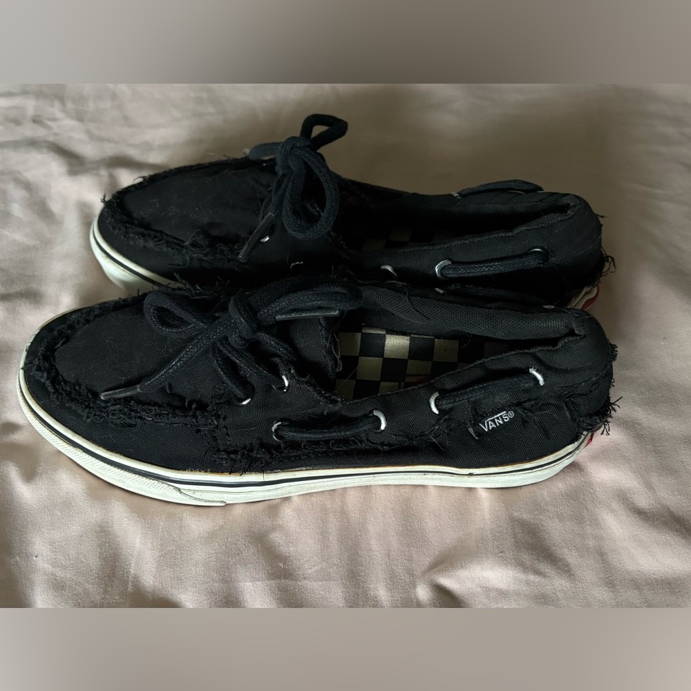 Vans black canvas boat shoe women’s 7.5